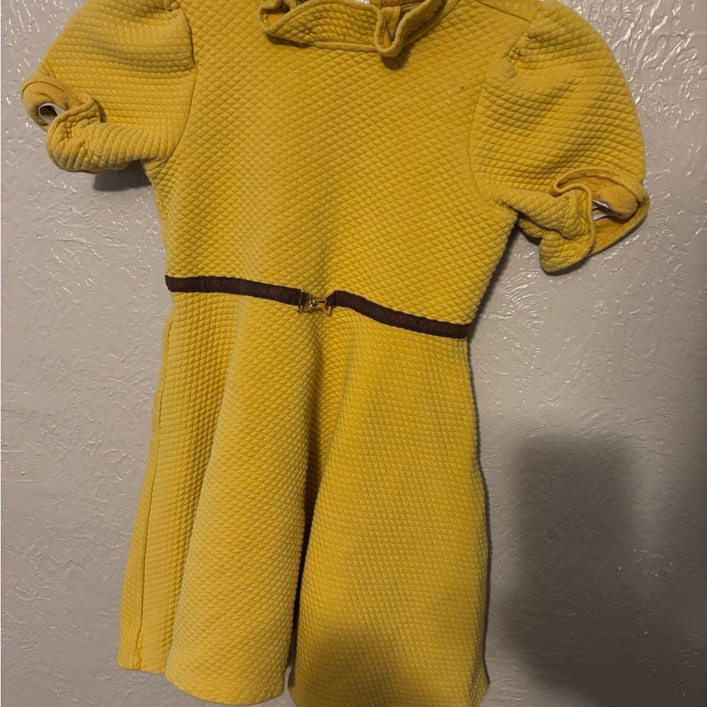 Janie and Jack Yellow Dress with Brown Trim *flaw